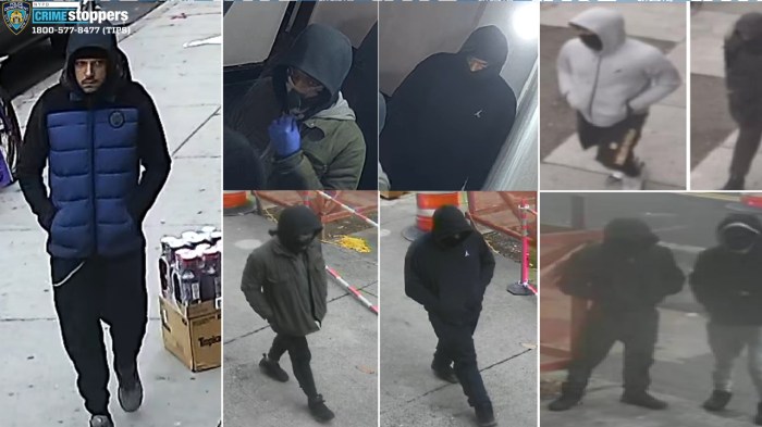 A group of suspects are wanted for two robberies in East Harlem.