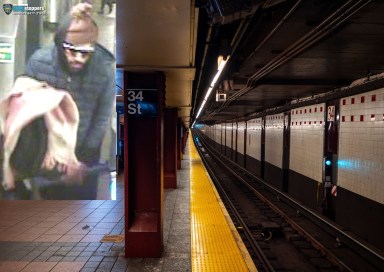 Cops in Midtown are looking for the brute who shoved a senior onto the subway tracks at the Herald Square station on Sunday afternoon, leaving him injured.