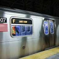 F train at Brooklyn station where woman was burned to death