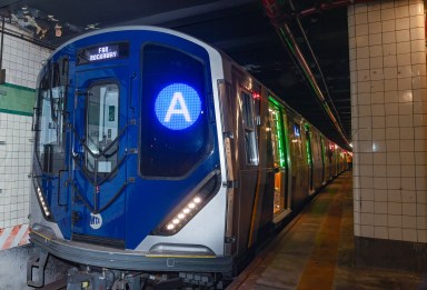 A train at Brooklyn subway station