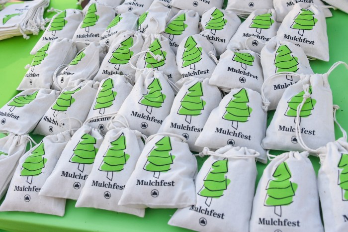 Bags of mulch on a table