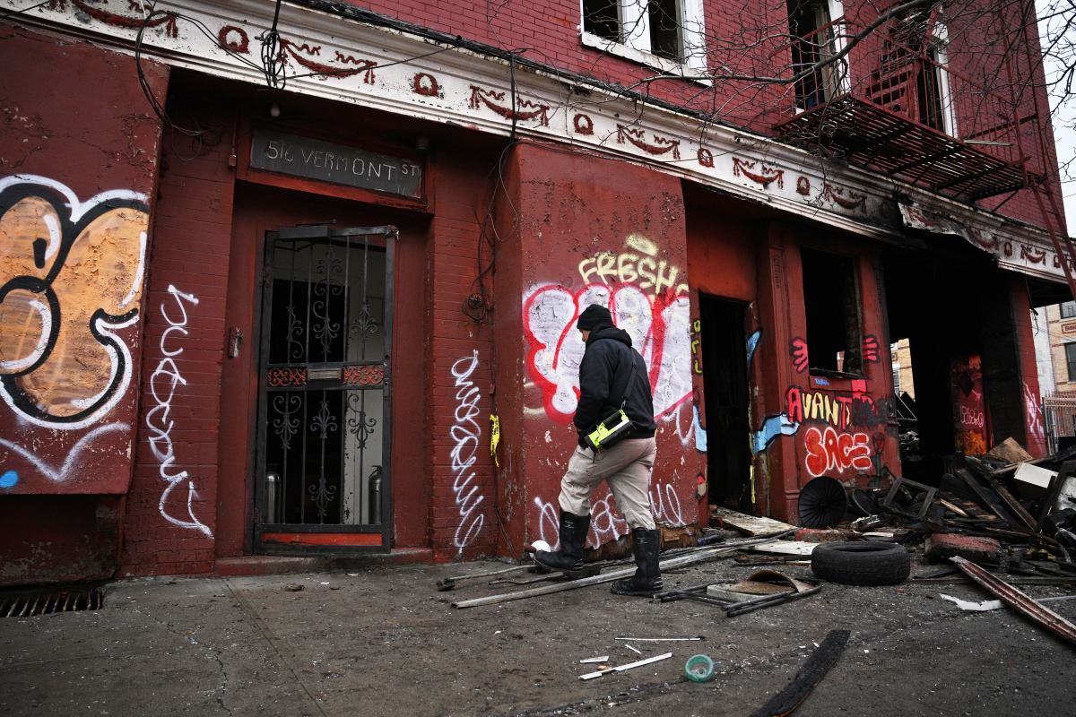 Fire marshal enters Brooklyn burning charred by blaze