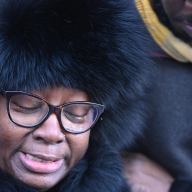 Yolanda Campbell cries out for her son a day after he was killed in a police involved shooting at Utica Avenue and Park Place in Crown Heights, Brooklyn on December 5.