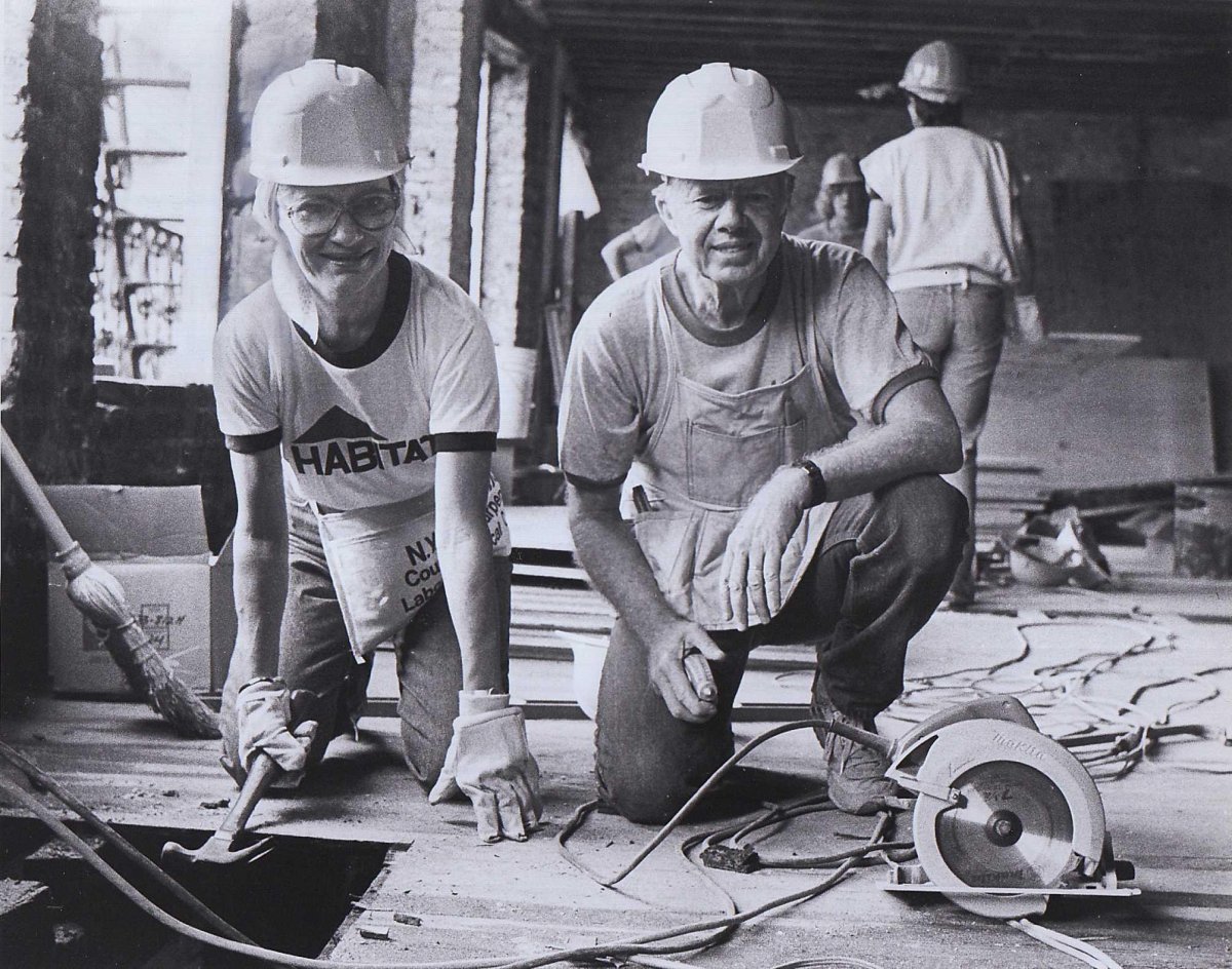 Jimmy Carter and Rosalynn Carter working to restore East Village building