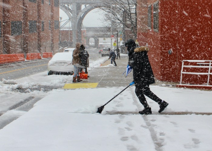 Snow shovelers at work