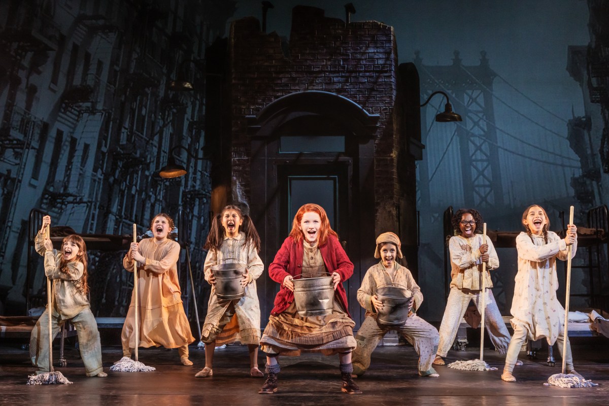 Hazel Vogel as Annie with the Orphans in Jenn Thompson's production of "Annie" at MSG. 