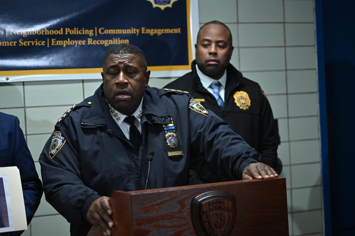 Chief of Department Jeffrey Maddrey outlined preliminary details about a police-involved shooting in Brooklyn on Dec. 5, 2024.