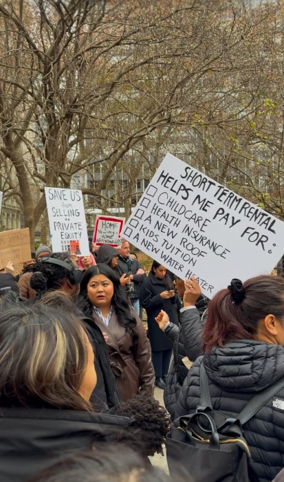 Homeowners in favor of Intro 1107 disrupted the rally shortly after it started.