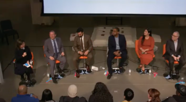 a panel of 2025 NYC mayoral candidates talk congestion pricing and subway safety