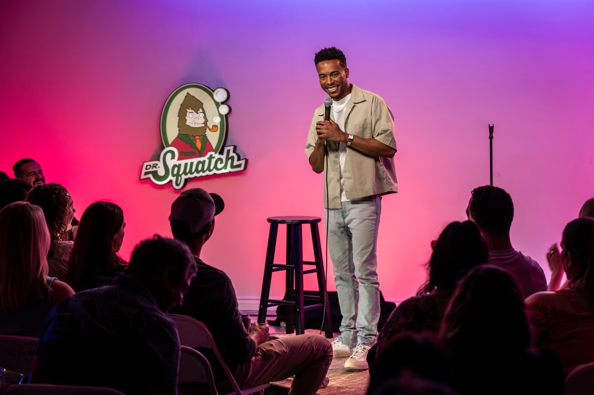 Comedian Jourdain Fisher performs at a Don't Tell Comedy show.