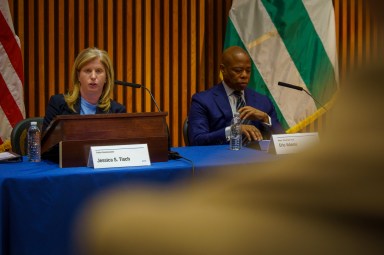 Mayor Eric Adams and Police Commissioner Jessica Tisch sought to make reality the perception Monday in rolling out crime statistics demonstrating an overall crime decline in 2024 — even though many New Yorkers still don't feel safe. Hizzoner and the top cop said on Jan. 6 that murder, robbery, burglary, grand larceny all dropped last year, though felony assaults continued to be higher than normal. On top of that, they also stressed the ongoing problem with repeat offenders responsible for crime citywide. They noted that the ongoing issues plaguing the city’s safety landscape can largely be attributed to the “revolving door” of the criminal justice system, which they argue has been perpetuated by legislative changes enacted in 2020. “Last month, a career criminal with 17 prior arrests committed a brazen robbery at gunpoint, injuring both a police officer and an innocent bystander,” Tisch said. “This individual had repeatedly been released, demonstrating a clear failure within our system to keep repeat offenders off the streets.”