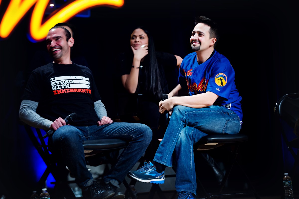 (L to R) Javier Munoz and Lin-Manuel Miranda at the In The Heights 10th Anniversary Reunion at BroadwayCon 2018