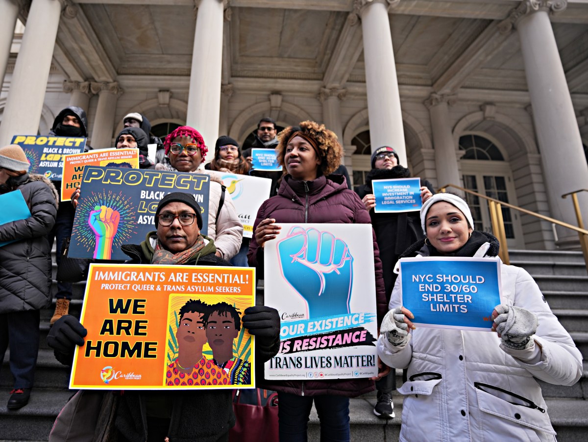 Christine Quinn and advocates at City Hall