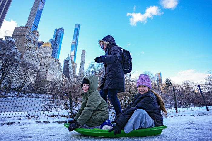 Native New Yorkers and tourists alike flocked to enjoy the Martin Luther King Jr. holiday in Central Park Monday after the greenspace was blanketed white by snow.