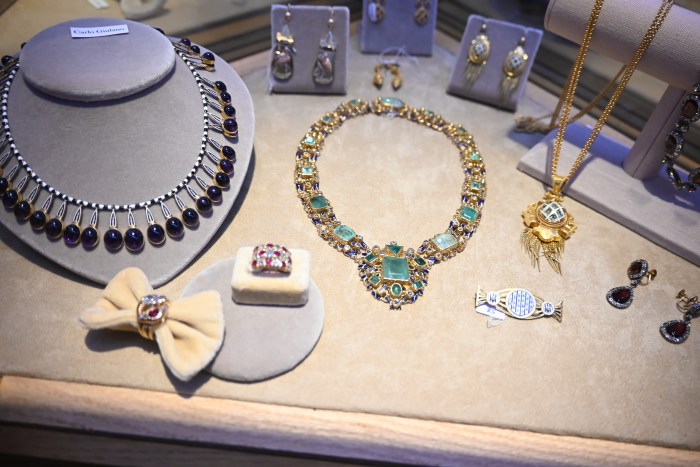 Vintage jewelry on display at The Winter Show