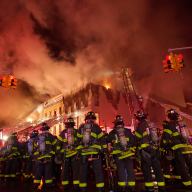 Some two hundred firefighters battled a four-alarm fire at 335 Graham Ave. in Williamsburg, Brooklyn on Jan. 25, 2025.