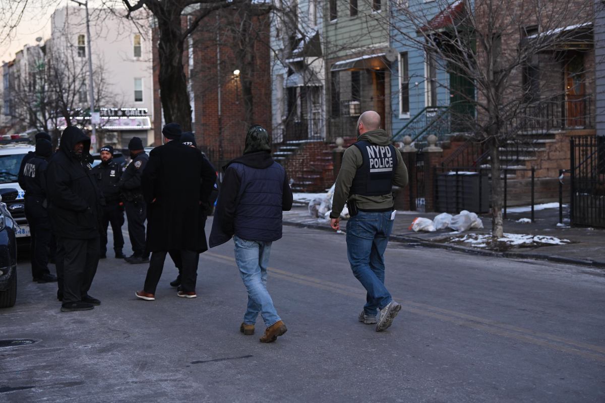 Homicide Detectives from the 83 Precinct and Homicide Detectives investigate a fatal stabbing at 1124 Halsey Street in Bushwick, Brooklyn on January. 23, 2025.