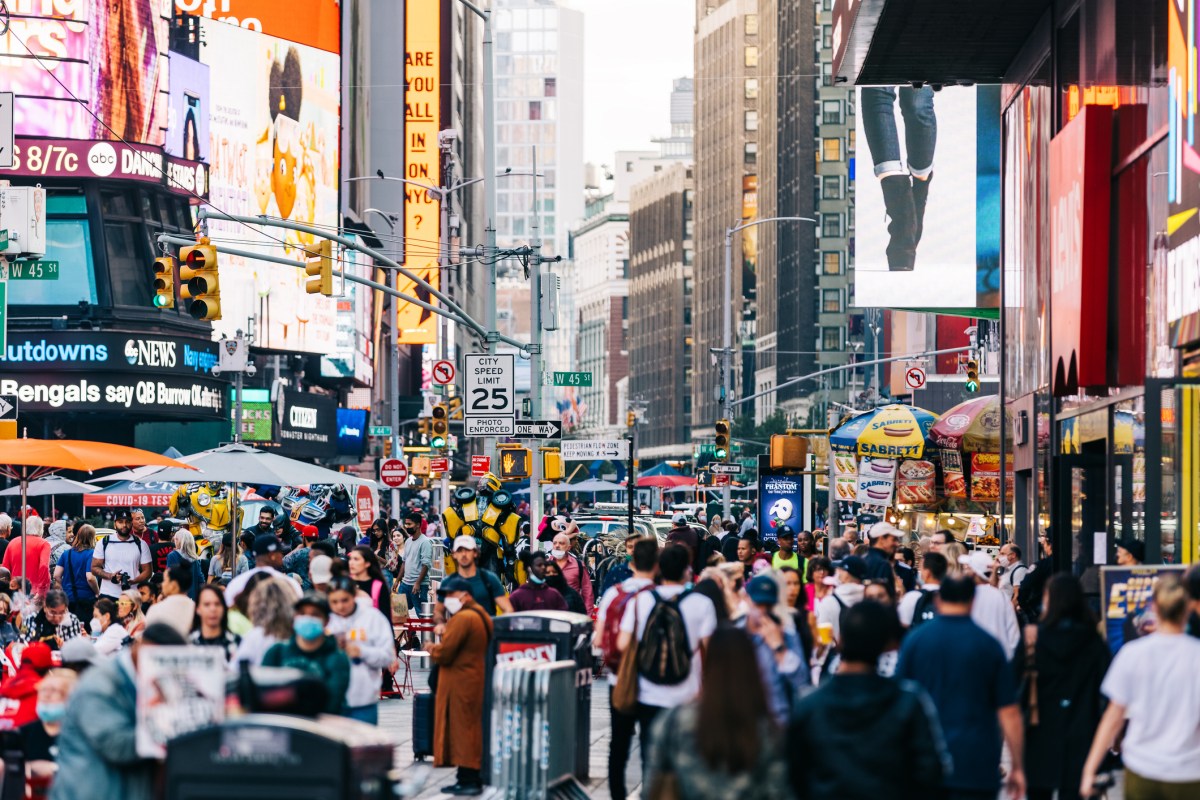 Crowds of people on Times Square, New York City, USA