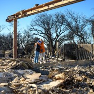 Los Angeles wildfires victims embrace