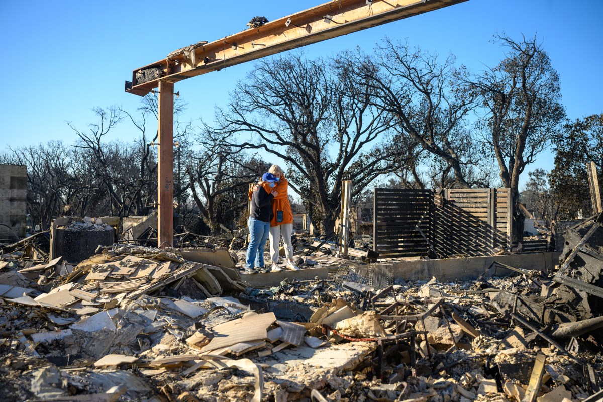 Los Angeles wildfires victims embrace