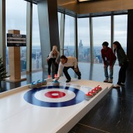 The Sky Chalet is a new curling experience at Edge at Hudson Yards.