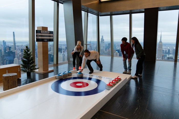 The Sky Chalet is a new curling experience at Edge at Hudson Yards.