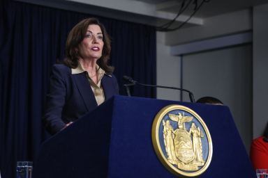 Gov. Kathy Hochul speaking about Eric Adams, congestion pricing