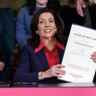 Governor Kathy Hochul makes a reproductive freedom announcement in Albany.