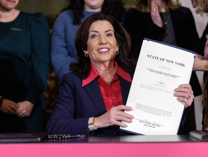 Governor Kathy Hochul makes a reproductive freedom announcement in Albany.