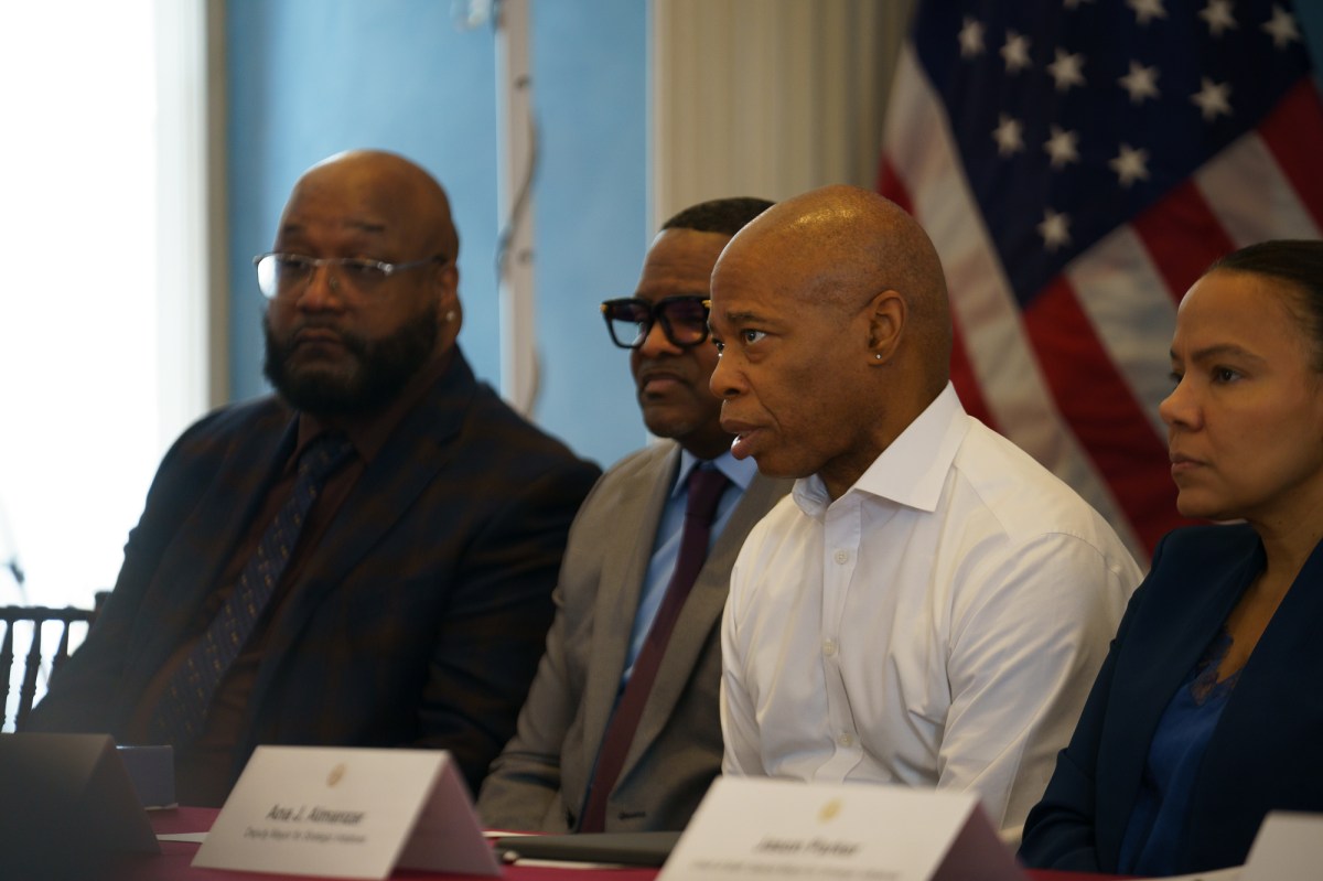 Mayor Adams speaking with a panel