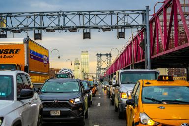 Congestion pricing toll gantries Williamsburg Bridge