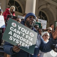 Protesters against NYPD gang database at City Hall