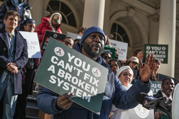 Protesters against NYPD gang database at City Hall