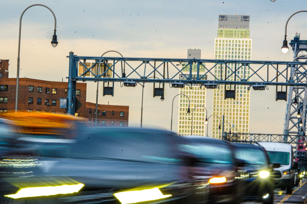 Congestion pricing toll gantries Williamsburg Bridge