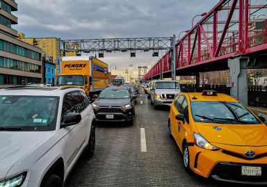 Congestion pricing toll gantries Williamsburg Bridge