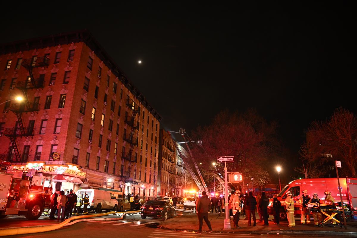 The four-alarm inferno broke out at about 9:15 p.m. on Feb. 5 at 108 West 138th St., which FDNY Chief of Fire Operations Kevin Woods said had been "vacant for many years."