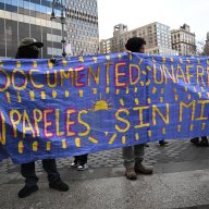 Protestors took to the streets of Manhattan to protest ICE, Donald Trump and Mayor Eric Adams on Thursday, Feb 13.