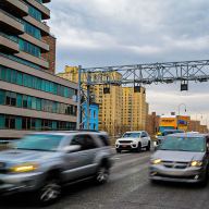 Congestion pricing toll gantries Williamsburg Bridge