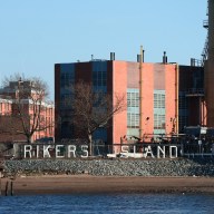 Rikers Island sign near prison