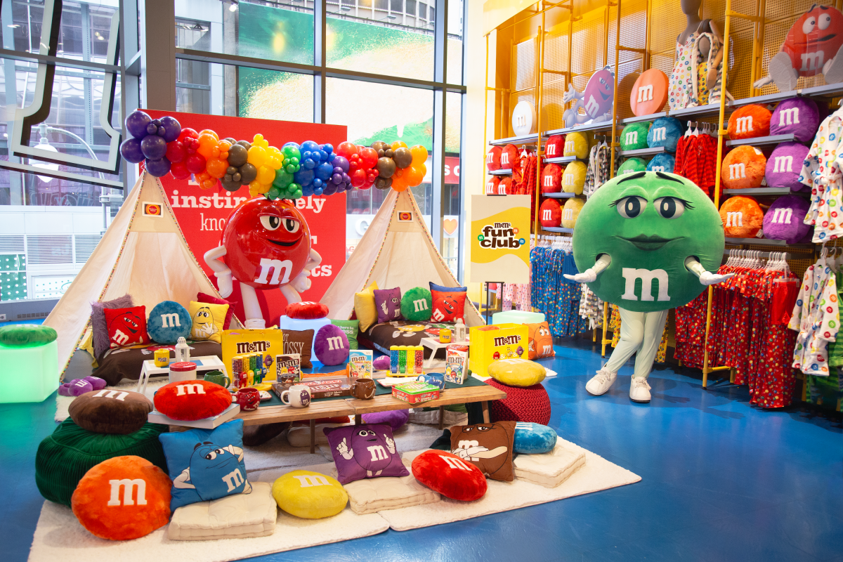 The M&Ms sleepover setup!