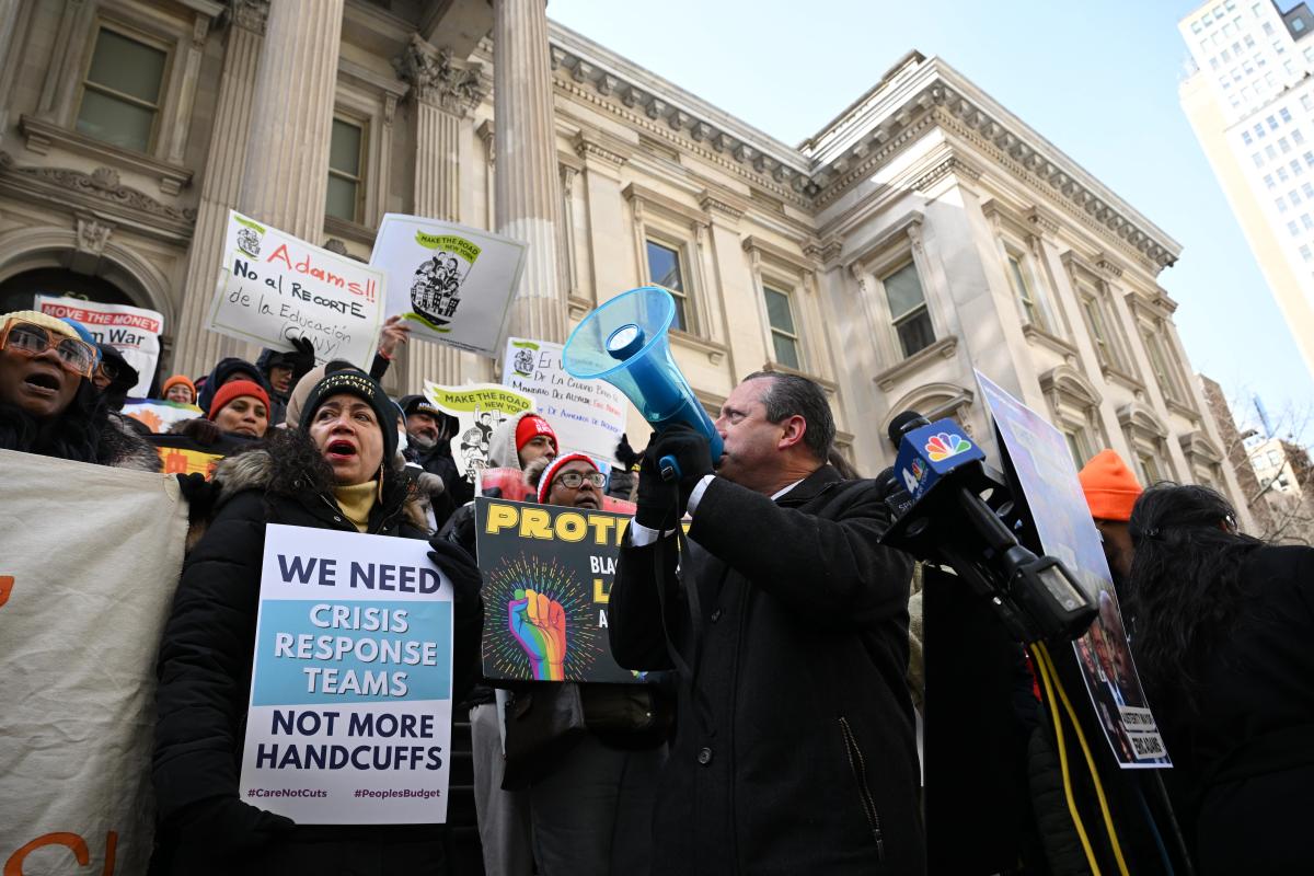 Lower Manhattan rally against Mayor Adams