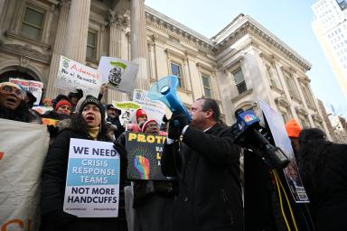 Lower Manhattan rally against Mayor Adams