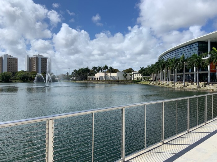 Large lake and buildings at the University of Miami School of Law, one of many U.S. law schools