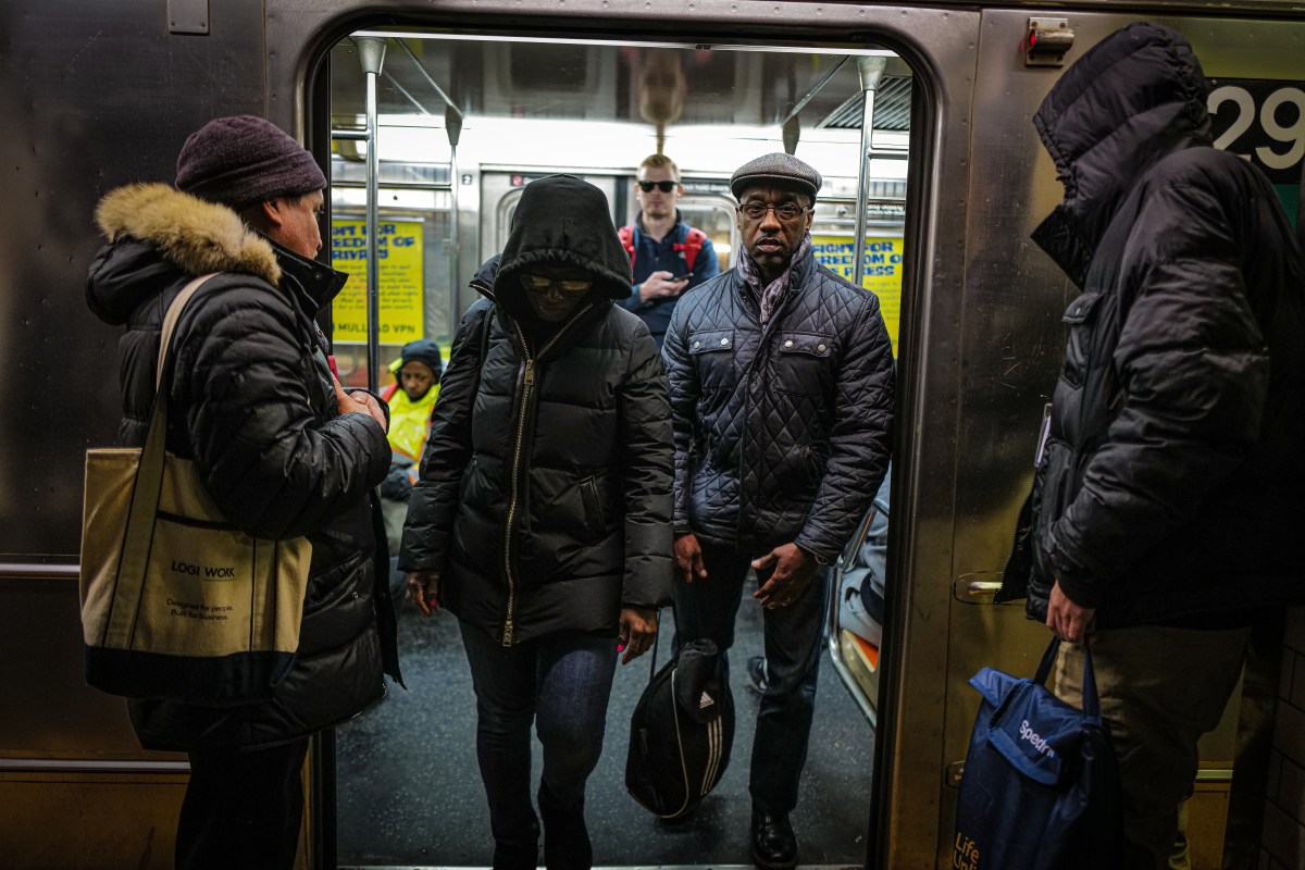 MTA subway riders depart train