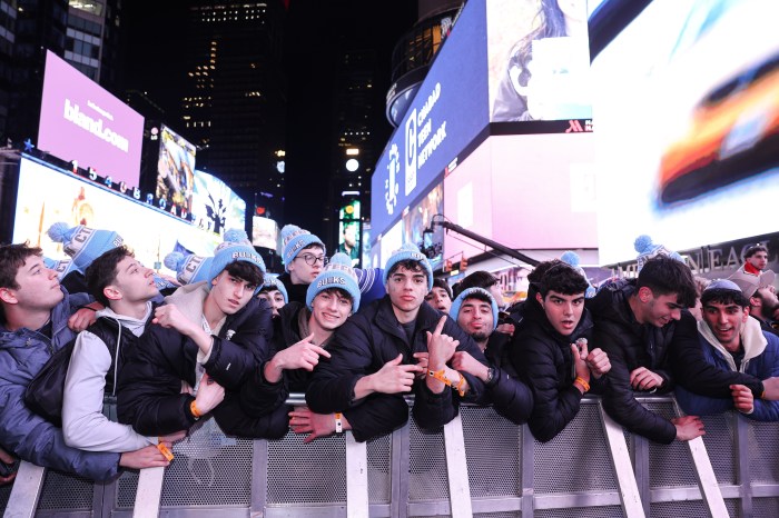 Jewish teens at gathering in Times Square