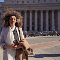 Iranian journalist Masih Alinejad at court after testifying against would-be assassins