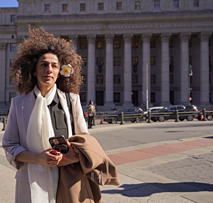 Iranian journalist Masih Alinejad at court after testifying against would-be assassins