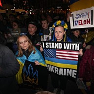 A Ukraine solidarity rally broke out in Manhattan on March 4.