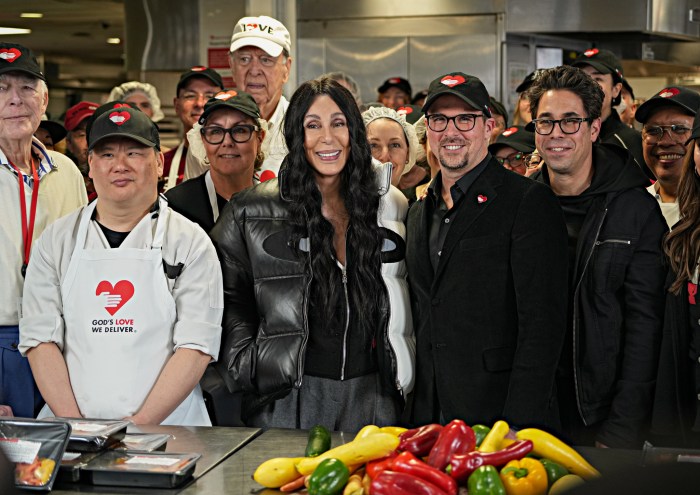 Pop megastar Cher visited the kitchen of God’s Love We Deliver on Wednesday, one day before she is set to join a benefit concert in the organization’s name.