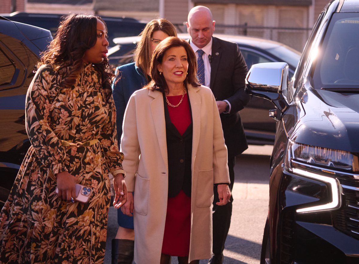 Gov. Kathy Hochul arrives at Queens church